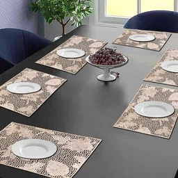 Dakshya Industries White 6 Pieces Floral Rectangular Table Placemats-78