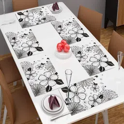 Dakshya Industries Grey & White 6 Pieces Printed Rectangle Table Placemats-21
