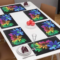 Dakshya Industries Blue 6 Pieces Rectangular Table Placemats-2