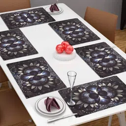 Dakshya Industries Black 6 Pieces Rectangle Table Placemats-21