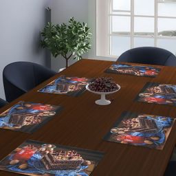 Dakshya Industries Brown & Blue 6-Pieces Printed Rectangle Table Placemats-40