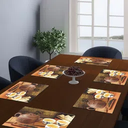 Dakshya Industries Brown 6 Pieces Printed Rectangular Table Placemats-56