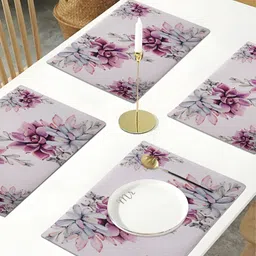 HOME9INE Off White & Pink 4 Pieces Floral Printed Table Placemats-27