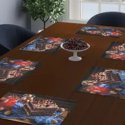 Dakshya Industries Brown 6 Pieces Printed Rectangular Table Placemats-34