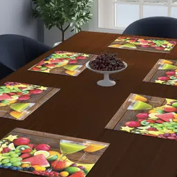 Dakshya Industries Brown & Green 6 Pieces Printed Rectangular Table Placemats-30