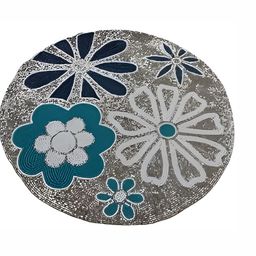 YWULY Grey & Blue Embellished Glass-Beaded Round Dining Table Placemat-21