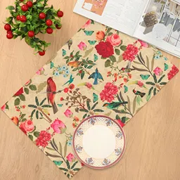 India Circus by Krsnaa Mehta Yellow 6 Pieces Printed Cotton Table Placemats-30