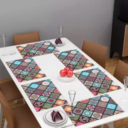 Dakshya Industries Pink & Grey 6 Pieces Printed Rectangle Table Placemats-19