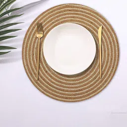 LUXEHOME INTERNATIONAL Set of 2 Beige Jute Round Table Placemats-29