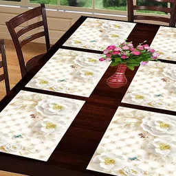 Dakshya Industries Cream 6-Pieces Rectangular Table Placemats-51