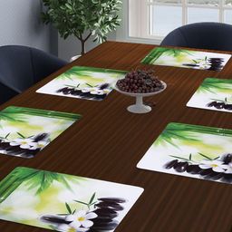Dakshya Industries 6-Pcs Green & White Printed Table Placemats-9