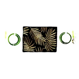 PURINA'S Black & Gold-Toned Dining Table Beaded Placemat-32