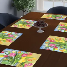 Dakshya Industries Maroon 6 Pieces Rectangular Table Placemats-52