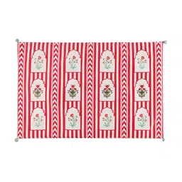 India Circus by Krsnaa Mehta 6 Pieces Red & White Floral Spell Micro Velvet Table Mats-33