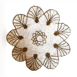 YWULY White & Gold Toned Embellished Glass-Beaded Floral-Shaped Dining Table Placemat-2