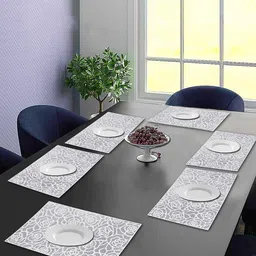 Dakshya Industries 6-Pcs White Floral Rectangular Table Placemats-image-71