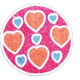 YWULY Pink & Red Heart-Embellished Glass-Beaded Round Dining Table Placemat-23