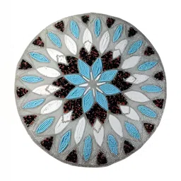 YWULY Blue & Black Embellished Glass-Beaded Round Dining Table Placemat-20
