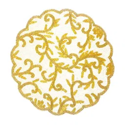 YWULY White Embellished Glass-Beaded Dining Table Placemat-image-96