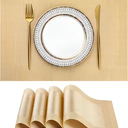Wosta Beige 4 Pieces Waterproof Anti Slip Rectangle Table Placemats-23