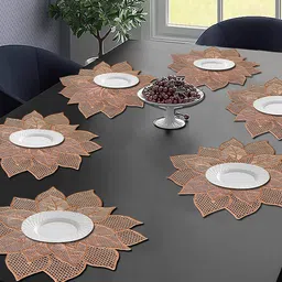 Dakshya Industries Copper-Coloured 6-Pieces Round Table Placemats-47