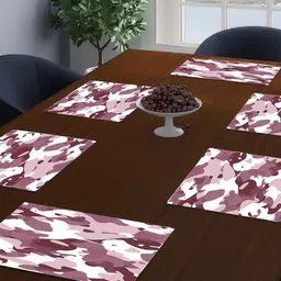 Dakshya Industries Mauve & White 6 Pieces Printed Rectangular Table Placemats-21