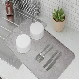 Kuber Industries 2Pcs Grey Microfiber Rectangle Table Placemats-56
