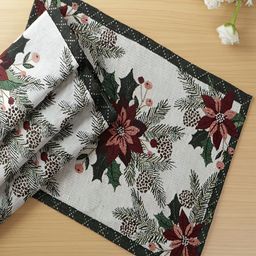 HOKIPO 4 Pieces Red & White Floral Cotton Table Placemats-18