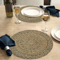 THE HOME TALK Brown & Grey 2 Pieces Braided Jute Table Placemats-21