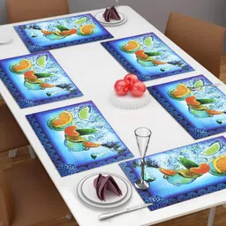Dakshya Industries Blue 6 Pieces Rectangular Table Placemats-0
