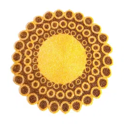 YWULY Yellow Embellished Glass-Beaded Round Dining Table Placemat-image-9