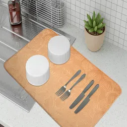 Kuber Industries Set Of 2 Cream & Grey Self Design Dish Dry Mat-71