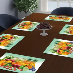 Dakshya Industries Green & Yellow 6 Pieces Printed Rectangular Table Placemats-7