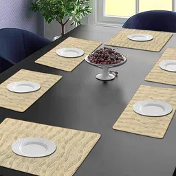 Dakshya Industries Beige 6-Pieces Floral Rectangular Table Placemats-image-5