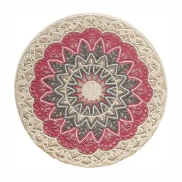 YWULY Beige & Pink Embellished Glass-Beaded Round Dining Table Placemat-image-29