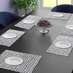 Dakshya Industries Grey 6-Pieces Floral Rectangular Table Placemats-2