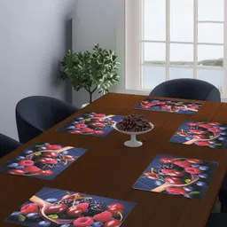 Dakshya Industries Grey & Red 6 Pieces Printed Table Placemats-11