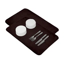 Kuber Industries 2Pcs Brown Microfiber Rectangle Table Placemats-21