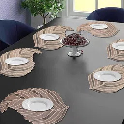 Dakshya Industries Beige 6 Pieces Floral Rectangular Table Placemats-57