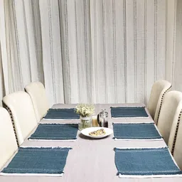Amora  Blue 6 Pieces Textured Table Placemats-6