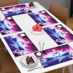 Dakshya Industries Lavender & Pink 6 Pieces Printed Rectangular Table Placemats-49