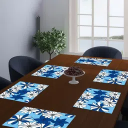 Dakshya Industries 6-Pcs Blue & White Floral Rectangular Table Placemats-29