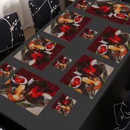 REVEXO Red 6 Pieces Printed Waterproof & Washable Table Placemats-27