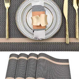 Wosta Brown 4 Pieces Textured Rectangular Table Placemats-1