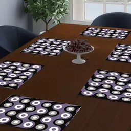 Dakshya Industries Purple  & Black 6 Pieces Printed Rectangular Table Placemats-14
