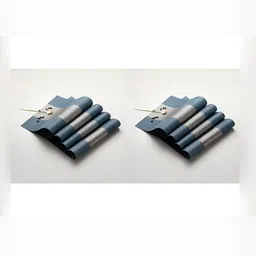 Wosta Blue & Grey 8 Pieces Striped Rectangle Table Placemats-32