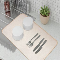 Kuber Industries Cream-Coloured Microfiber Kitchen Self Dish Dry Mat-58