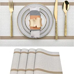 Wosta White 4 Pieces Waterproof Anti Slip Rectangle Table Placemats-picture-27