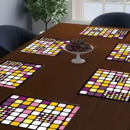 Dakshya Industries Yellow 6 Pieces Printed Rectangular Table Placemats-55