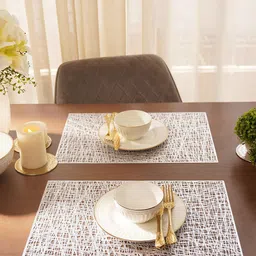 Pure Home and Living Silver Toned 2 Pieces Rectangular Kitchen Table Placemats-29